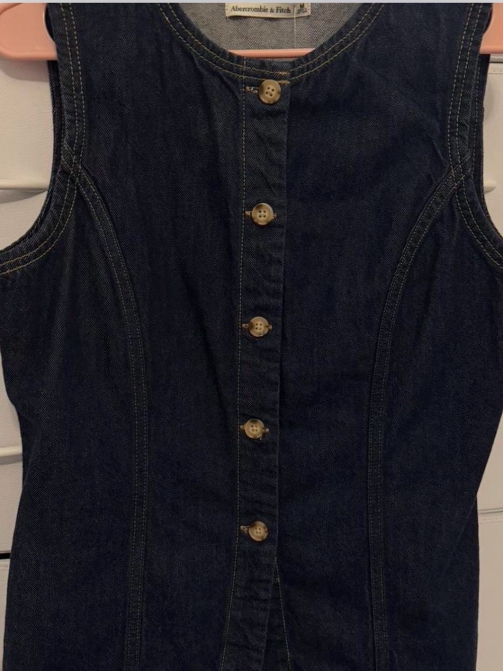 Abercrombie & Fitch Dark Blue Denim Button-Front Women's Overall Top
